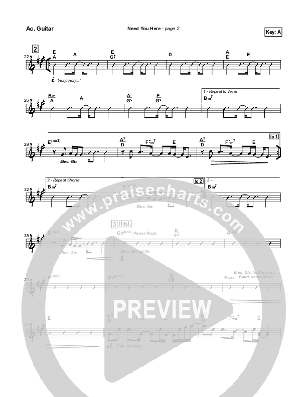 Need You Here Acoustic Guitar (Hillsong Worship)