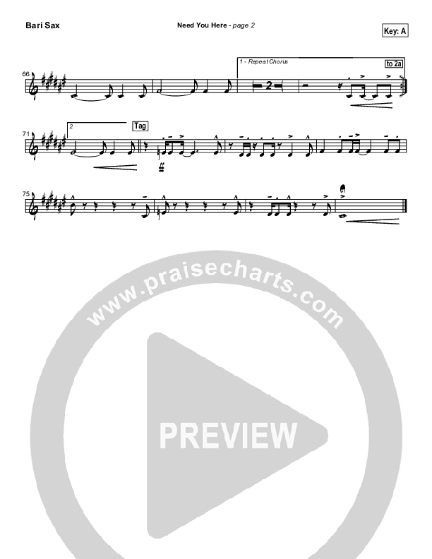 Need You Here Bari Sax (Hillsong Worship)