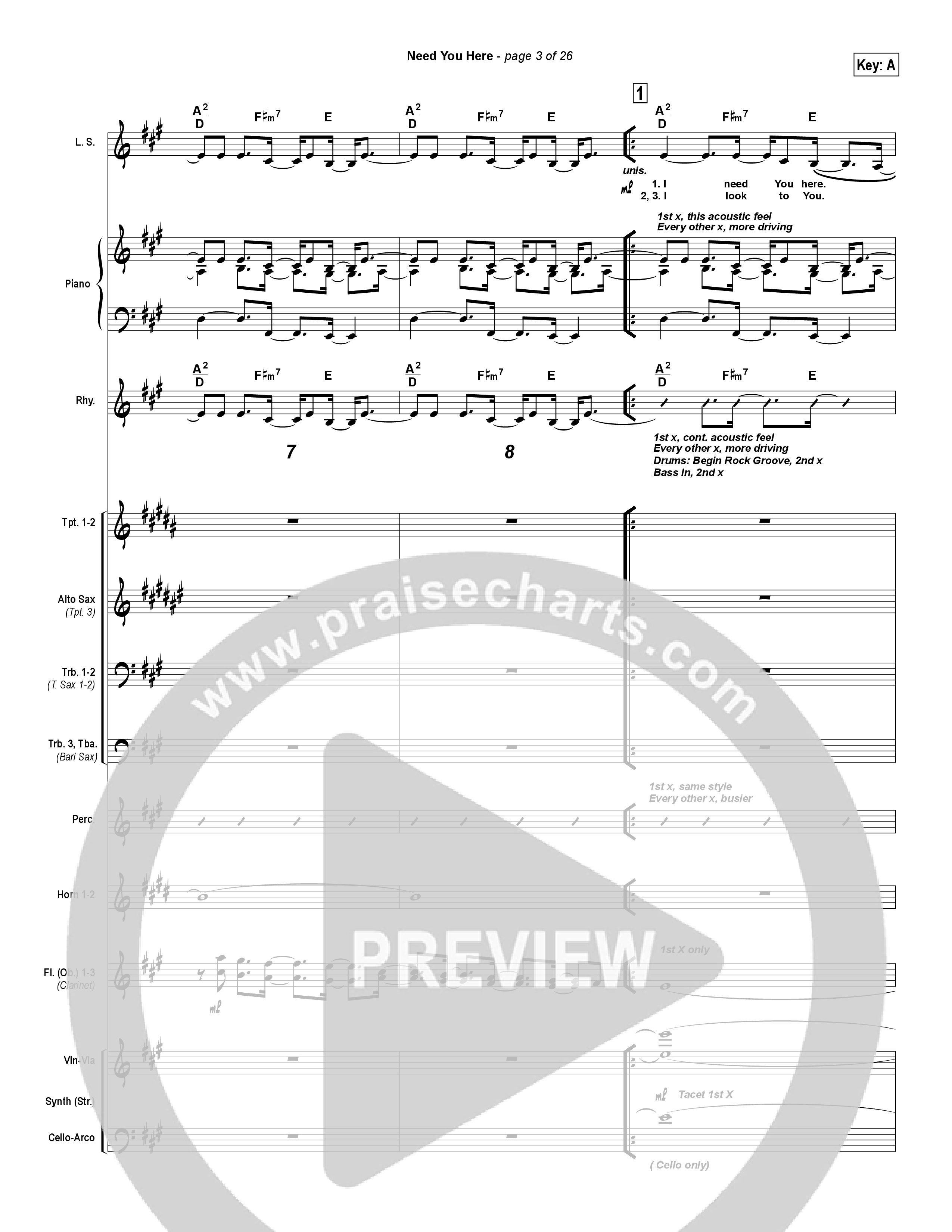 Need You Here Conductor's Score (Hillsong Worship)