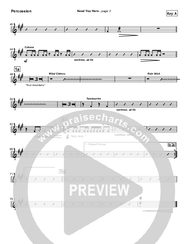 Need You Here Percussion (Hillsong Worship)
