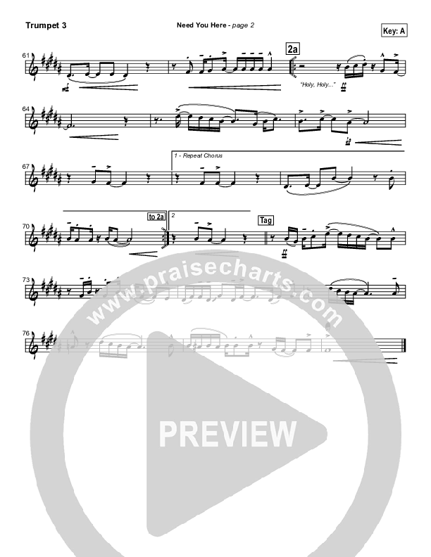 Need You Here Trumpet 3 (Hillsong Worship)