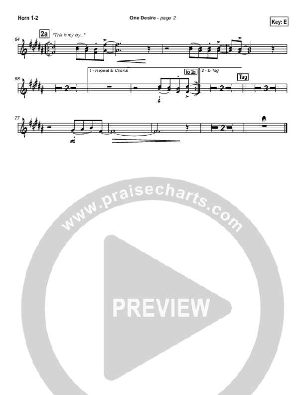 One Desire French Horn 1/2 (Hillsong Worship)