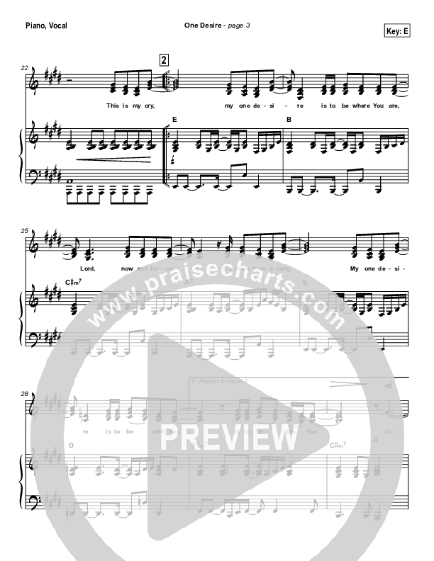 One Desire Piano/Vocal (Hillsong Worship)