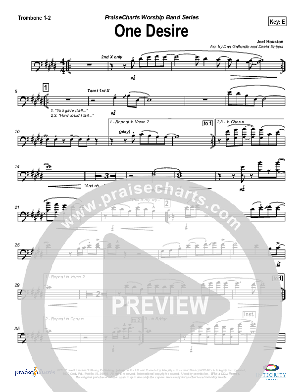 One Desire Trombone 1/2 (Hillsong Worship)
