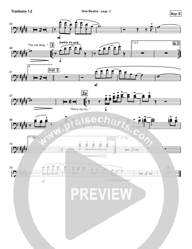 One Desire Trombone 1/2 (Hillsong Worship)