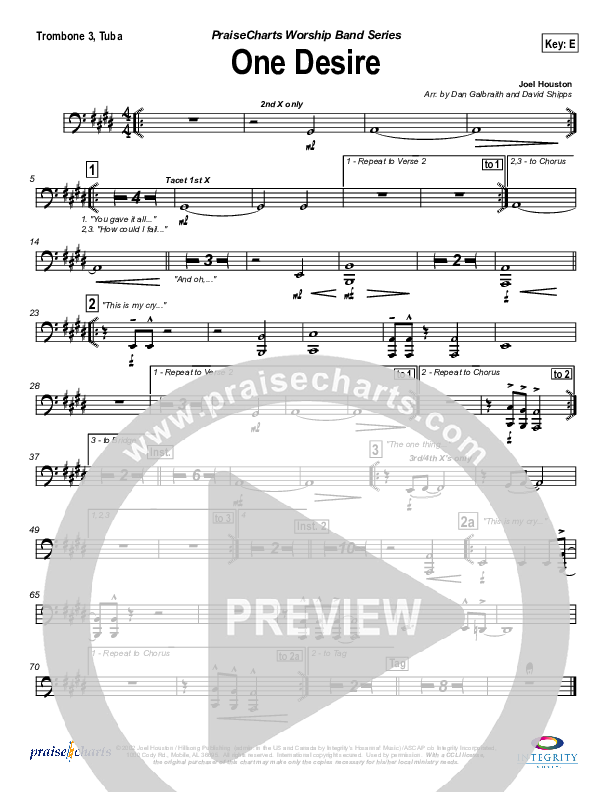 One Desire Trombone 3/Tuba (Hillsong Worship)