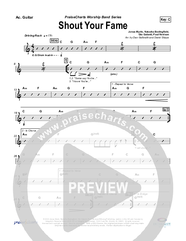 Shout Your Fame Rhythm Chart (Hillsong Worship)