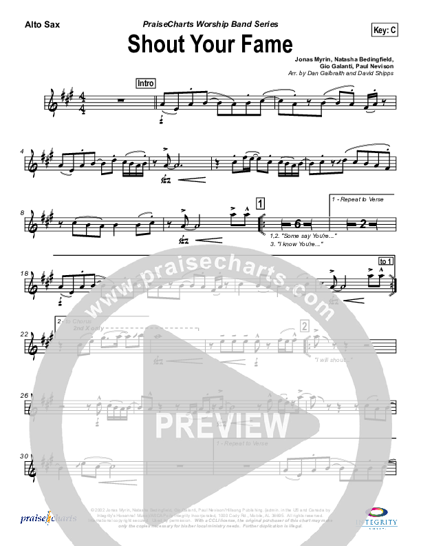 Shout Your Fame Alto Sax (Hillsong Worship)