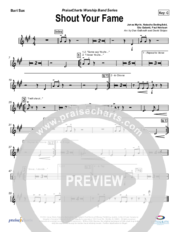 Shout Your Fame Bari Sax (Hillsong Worship)