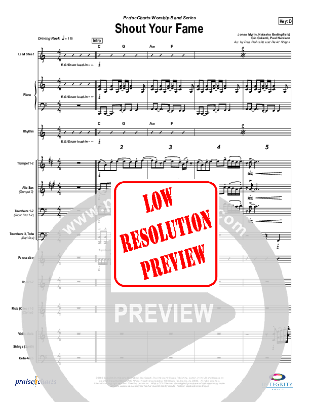 Shout Your Fame Conductor's Score (Hillsong Worship)