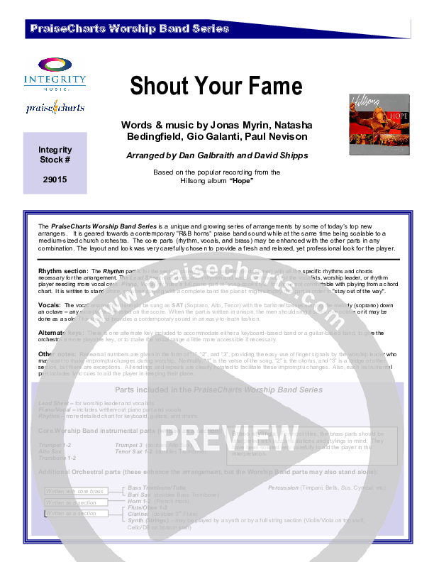 Shout Your Fame Orchestration (Hillsong Worship)