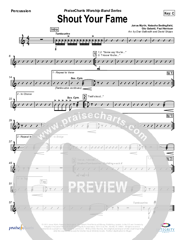 Shout Your Fame Percussion (Hillsong Worship)