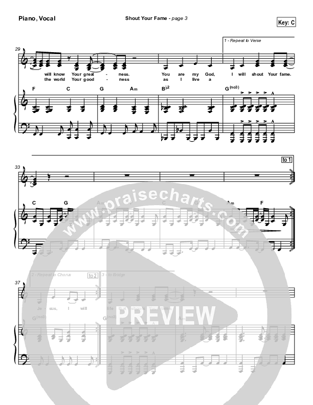 Shout Your Fame Piano/Vocal Pack (Hillsong Worship)