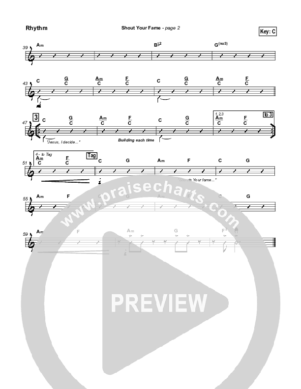 Shout Your Fame Rhythm Chart (Hillsong Worship)
