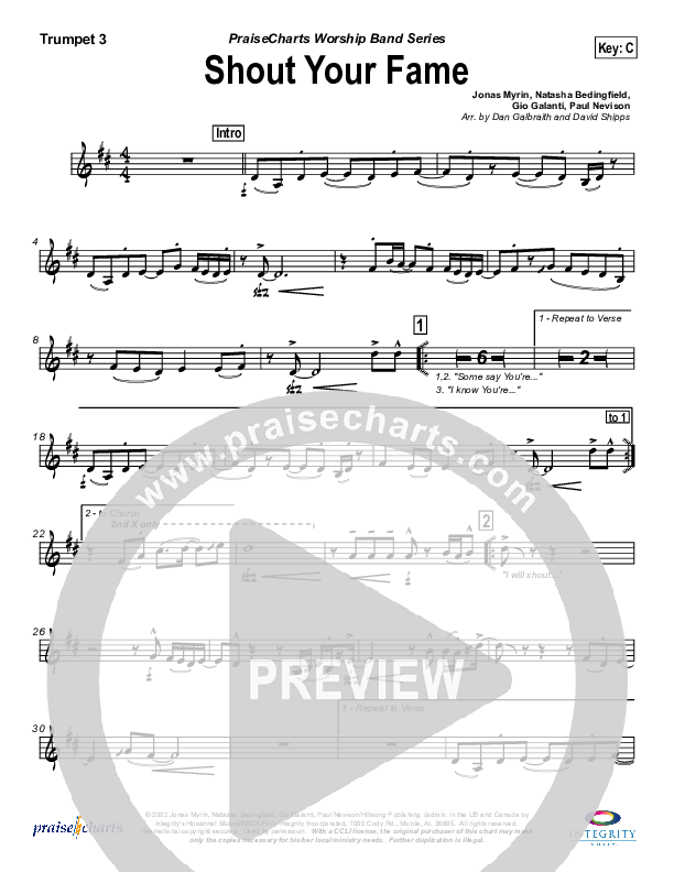 Shout Your Fame Trumpet 3 (Hillsong Worship)