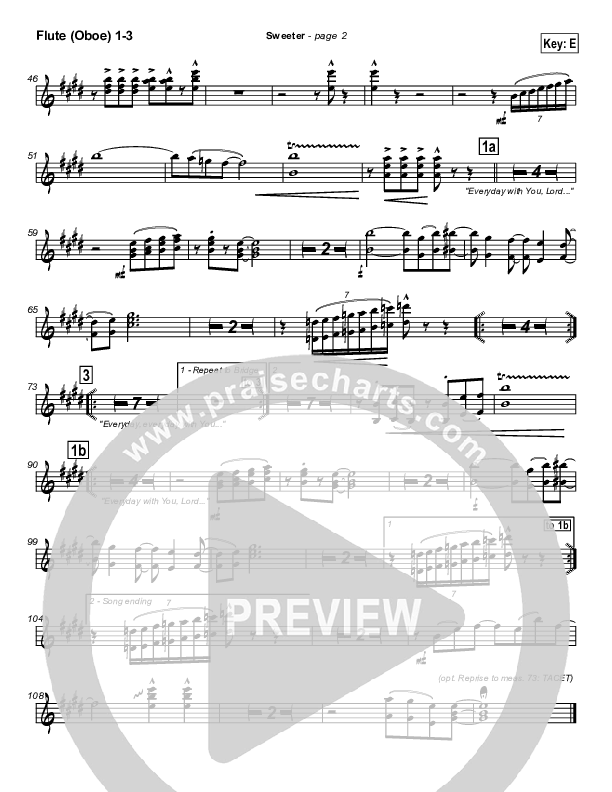 Sweeter Flute/Oboe 1/2/3 (Lakewood Church)