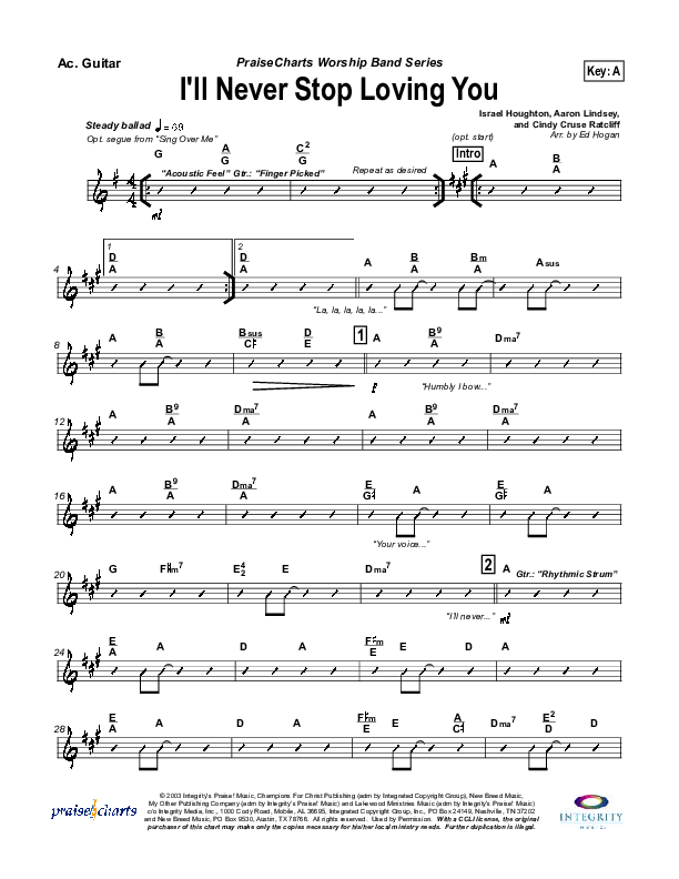 I'll Never Stop Loving You Acoustic Guitar (Lakewood Church)