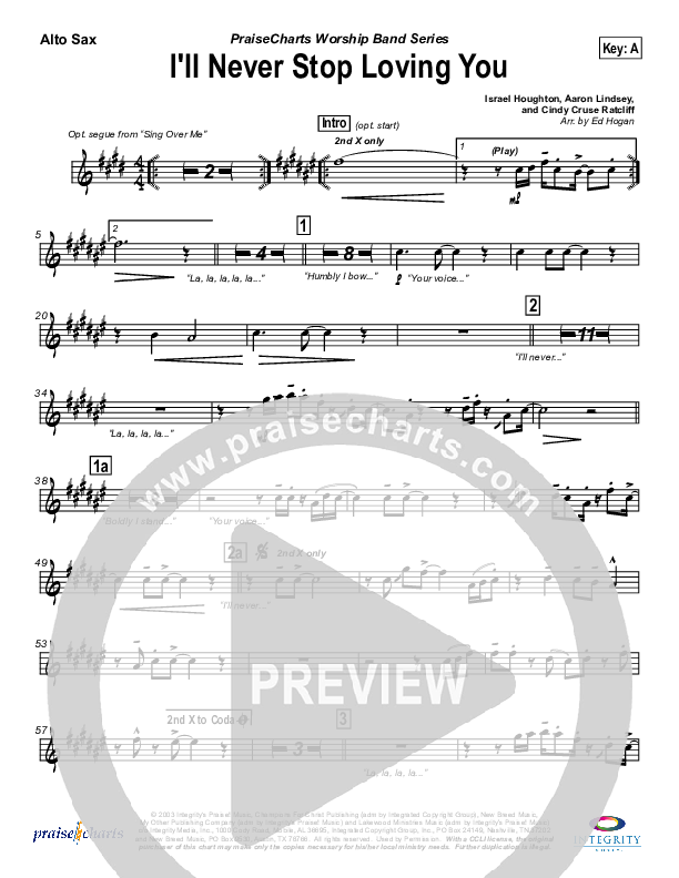 I'll Never Stop Loving You Alto Sax (Lakewood Church)