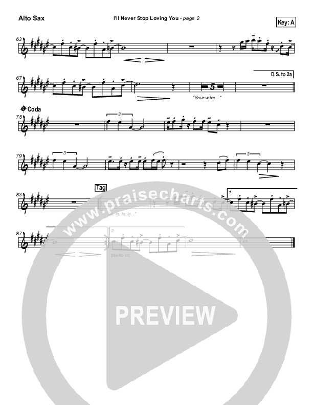 I'll Never Stop Loving You Alto Sax (Lakewood Church)