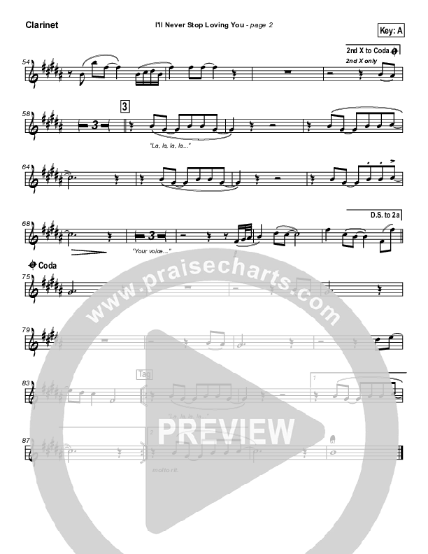 I'll Never Stop Loving You Clarinet (Lakewood Church)