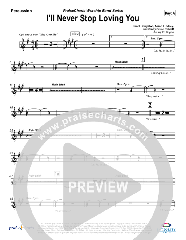 I'll Never Stop Loving You Percussion (Lakewood Church)