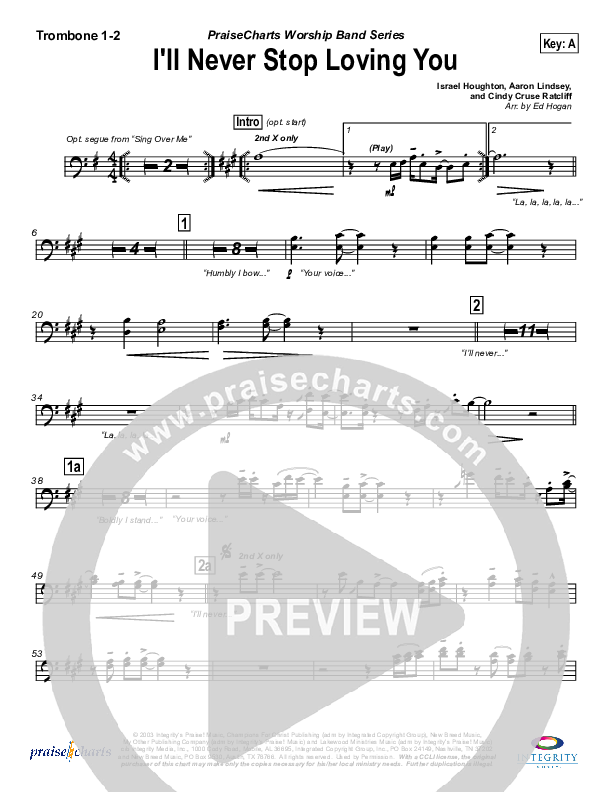 I'll Never Stop Loving You Trombone 1/2 (Lakewood Church)