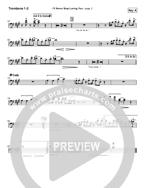 I'll Never Stop Loving You Trombone 1/2 (Lakewood Church)