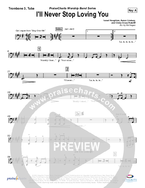 I'll Never Stop Loving You Trombone 3/Tuba (Lakewood Church)