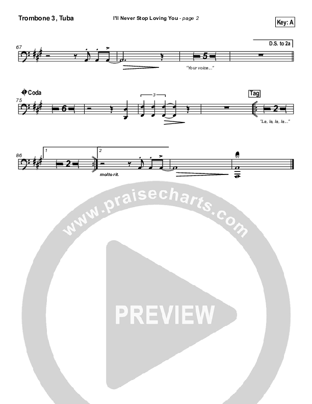 I'll Never Stop Loving You Trombone 3/Tuba (Lakewood Church)