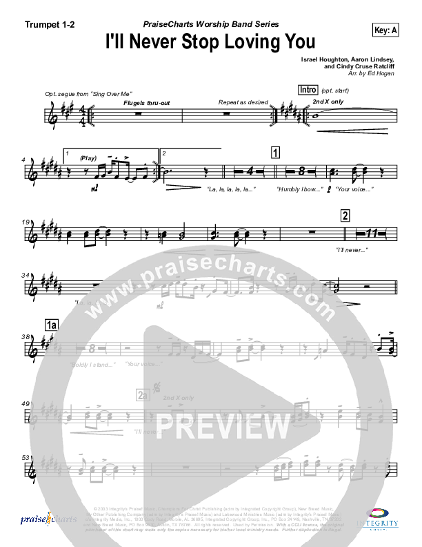 I'll Never Stop Loving You Trumpet 1,2 (Lakewood Church)