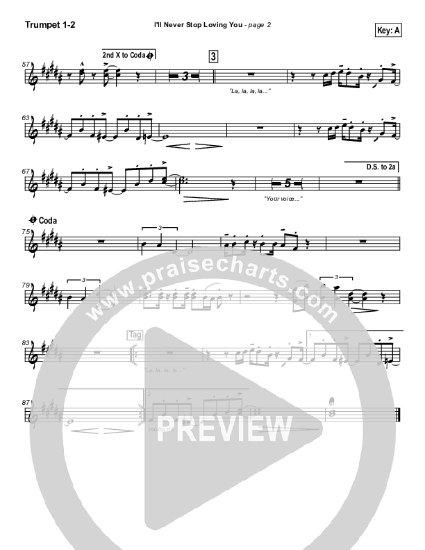 I'll Never Stop Loving You Trumpet 1,2 (Lakewood Church)