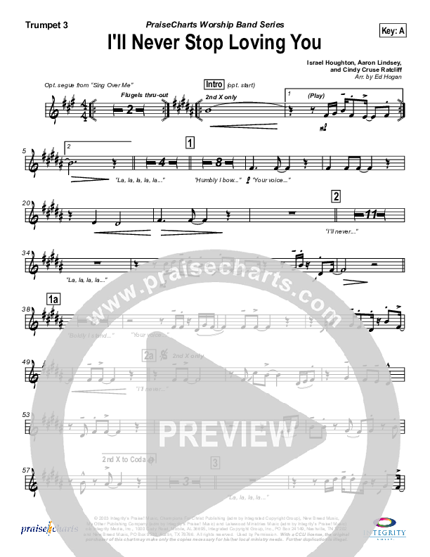 I'll Never Stop Loving You Trumpet 3 (Lakewood Church)