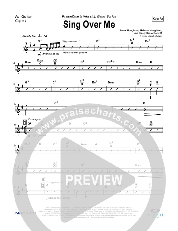 Sing Over Me Rhythm Chart (Lakewood Church)