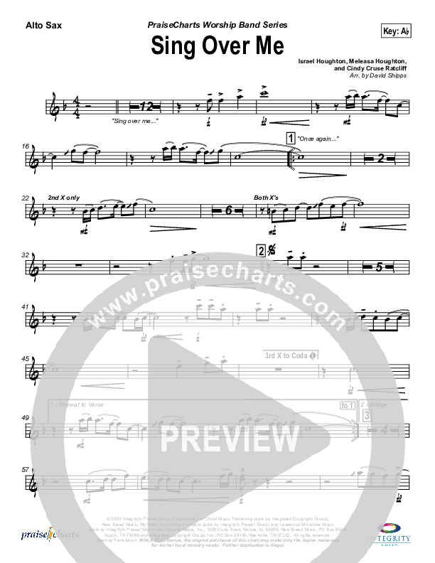 Sing Over Me Alto Sax (Lakewood Church)