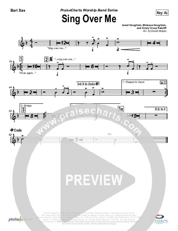 Sing Over Me Bari Sax (Lakewood Church)