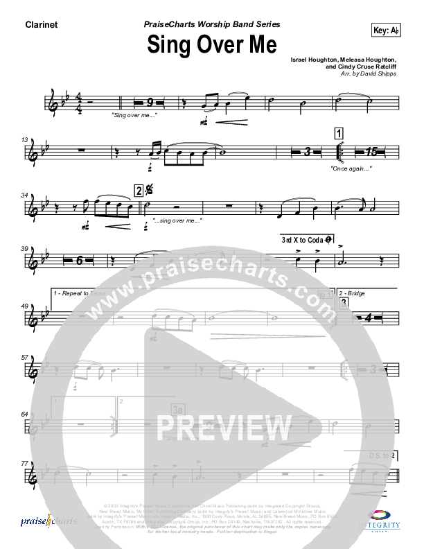 Sing Over Me Clarinet (Lakewood Church)