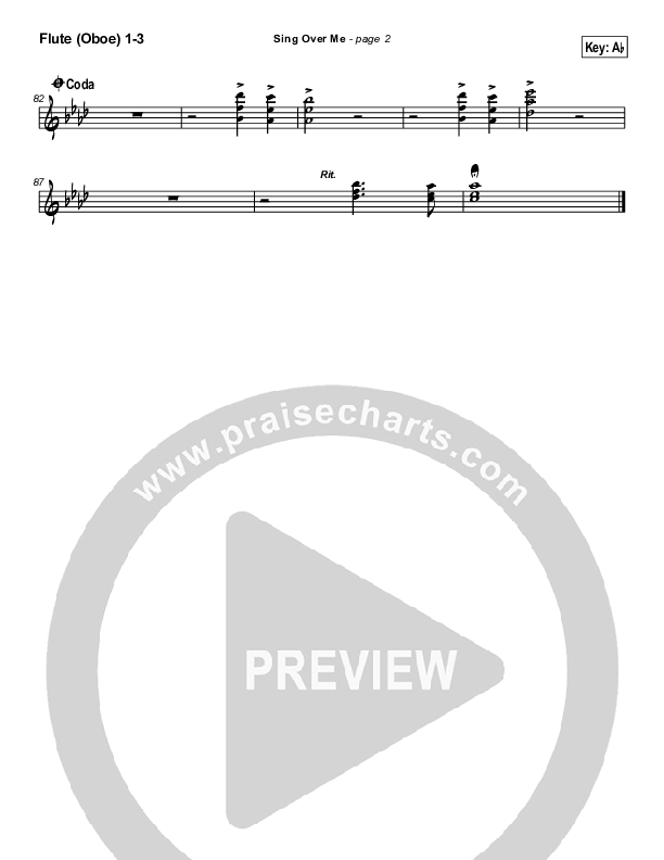 Sing Over Me Flute/Oboe 1/2/3 (Lakewood Church)