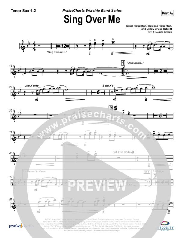 Sing Over Me Tenor Sax 1/2 (Lakewood Church)