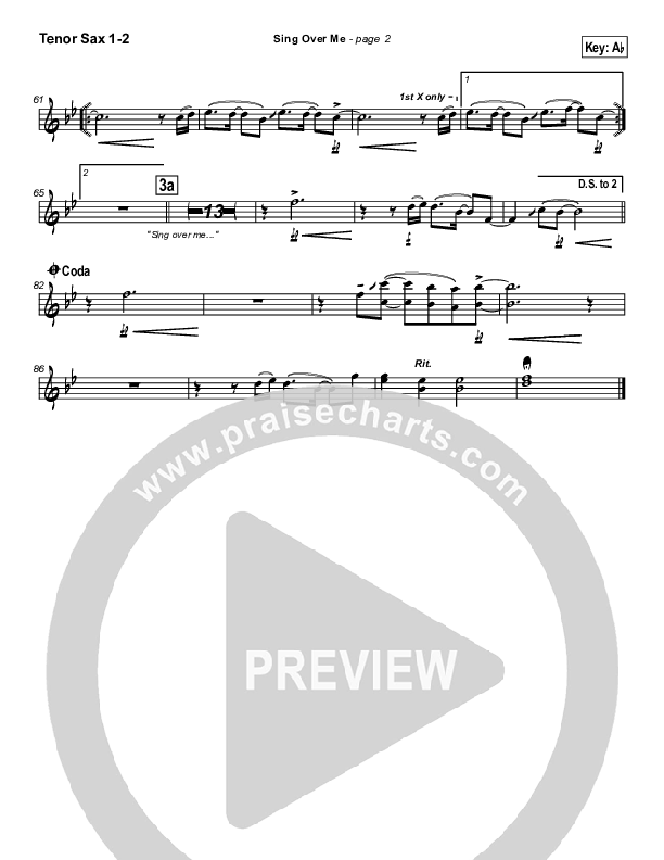 Sing Over Me Tenor Sax 1/2 (Lakewood Church)