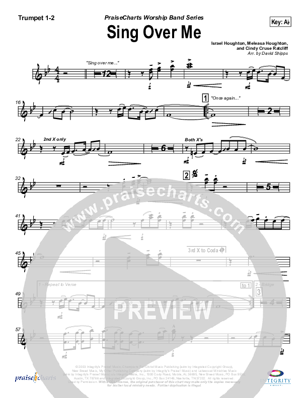 Sing Over Me Trumpet 1,2 (Lakewood Church)