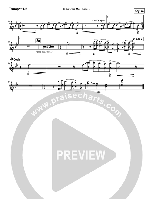 Sing Over Me Trumpet 1,2 (Lakewood Church)