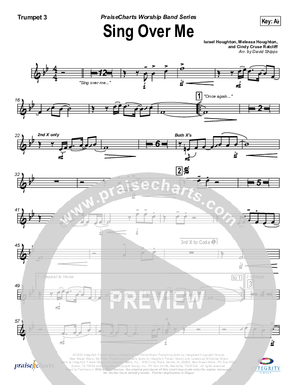 Sing Over Me Trumpet 3 (Lakewood Church)