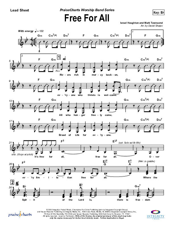 Free For All Lead Sheet (Lakewood Church)