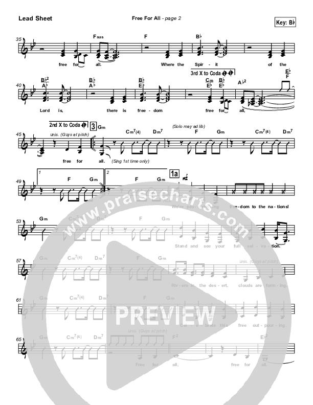 Free For All Lead Sheet (Lakewood Church)