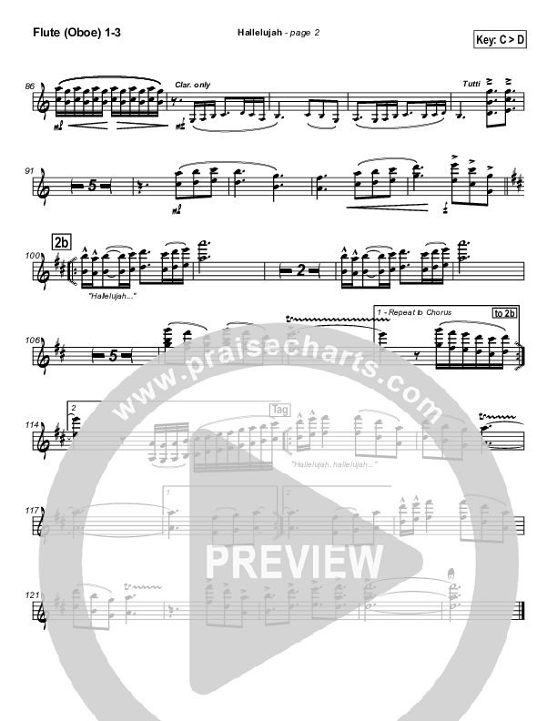 Hallelujah Flute/Oboe 1/2/3 (Lakewood Church)