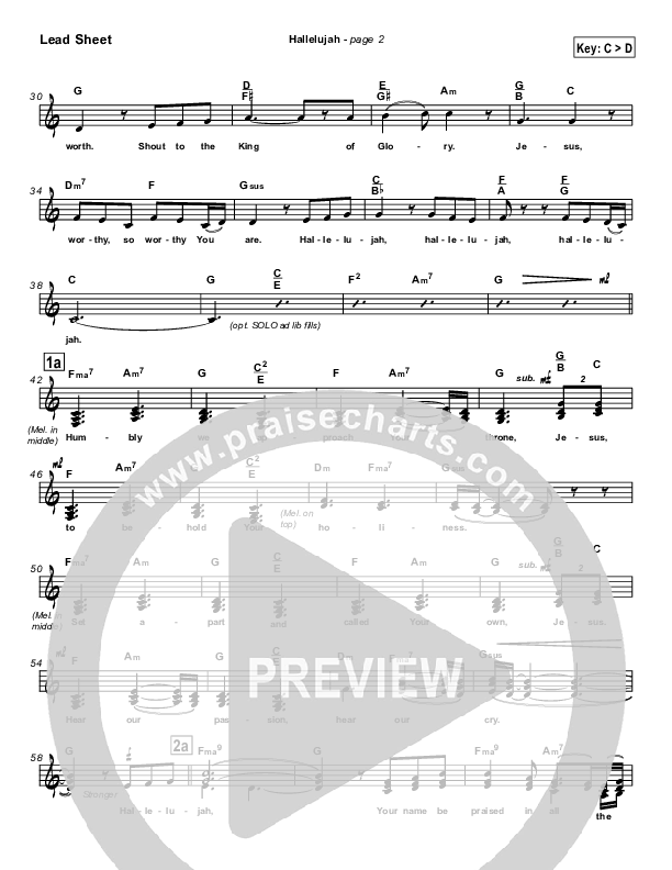 Hallelujah Lead Sheet (Lakewood Church)
