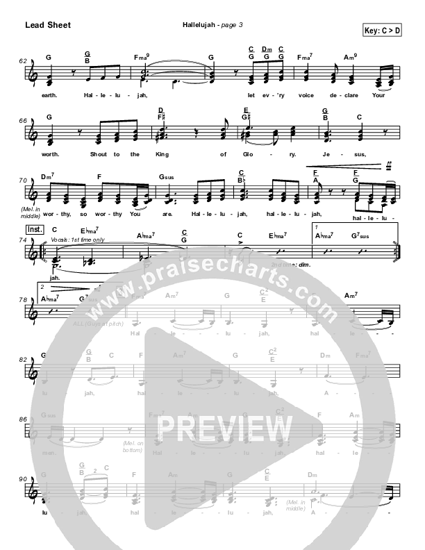 Hallelujah Lead Sheet (Lakewood Church)