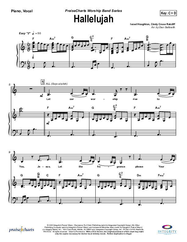 Hallelujah Piano/Vocal (Lakewood Church)