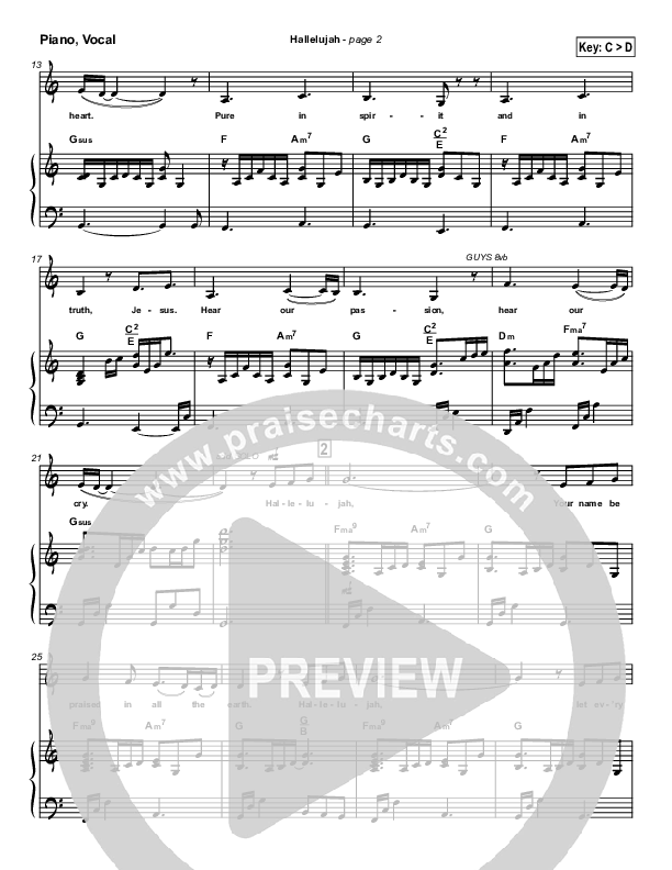 Hallelujah Piano/Vocal & Lead (Lakewood Church)
