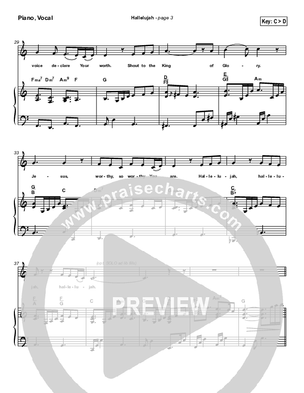 Hallelujah Piano/Vocal Pack (Lakewood Church)